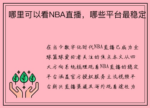 哪里可以看NBA直播，哪些平台最稳定